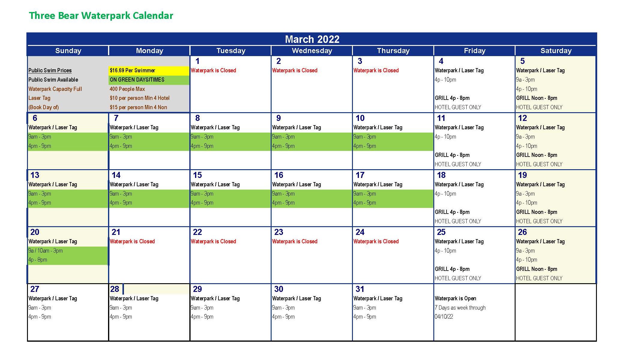 March 2022 Calendar